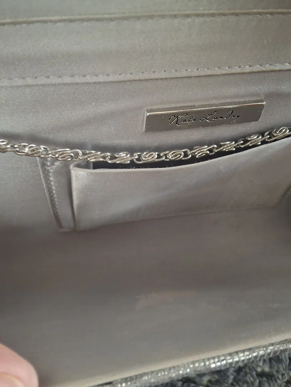 Kate Landry Metallic Silver Textured Clutch